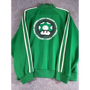 VINTAGE Y2K Nintendo Mushroom Power Track Jacket Men Medium Green Full Zip Mario